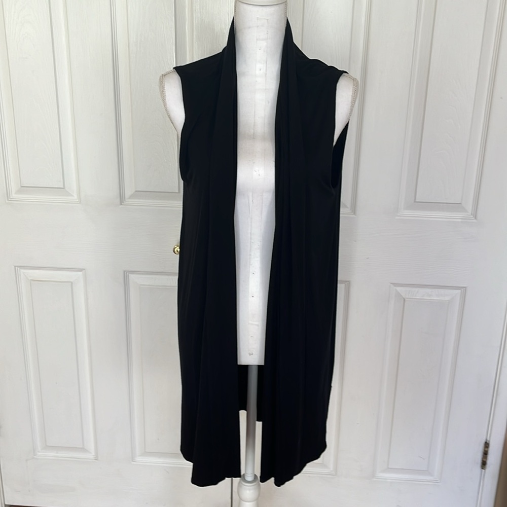 Eileen Fisher vest sweater sleeveless pockets Viscose Spandex Open cardigan